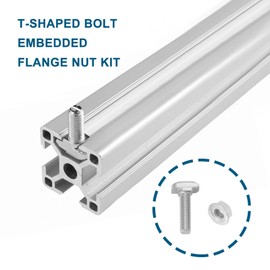 LT Easiyl 15Set M6 T Slot Drop-in Bolt with M6 Hexagon Flange Nut Kits Carbon Steel Nickel Plated Hammer Head T-Bolt T Shape Stud Sliding Screw for T Slot 8mm 30 Series Aluminum Profile