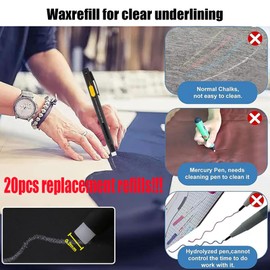 Heat Erasable Fabric Marker for Sewing, Washable, Heat Erasable Pens for Fabric, Sewing Chalk DIY Markers Pen for Quilting, Embroidery, Suitable for Cotton, Knitted Fabrics (1Pen+20Refills)