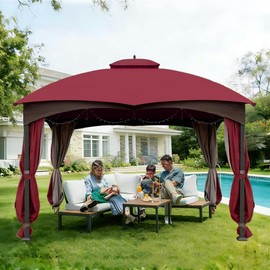 SCOCANOPY Replacement Top Compatible with Lowe's Allen Roth 10X12 Gazebo Model #GF-12S004B-1/#GF-12S004BTO,Burgundy
