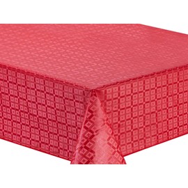 Oilcloth Tablecloth Washable Square Embossed 140 x 200 cm Red