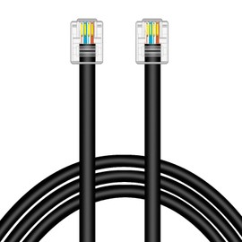 NECABLES Cable de datos DSL CAT5 / CAT5e RJ11 de 6 pies de alta velocidad DSL módem cable trenzado UTP RJ11 6P4C macho a macho negro, 6 pies