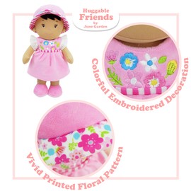 June Garden 12" Soft Dolly Malorie - Stuffed Soft Baby Doll Gift for 1 2 3 Year Old Girls - Pink Dress