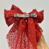 Red Glitter Sequin Hair Bow Clips for Women Girls Big