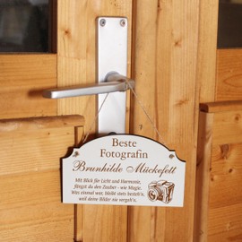 Dekolando Sign "Bester Fotograf Beste Fotografin Geschenk - Funny Gifts in 3 Sizes for Birthdays Christmas Easter Santa Claus - for Men Women Colleagues Employees