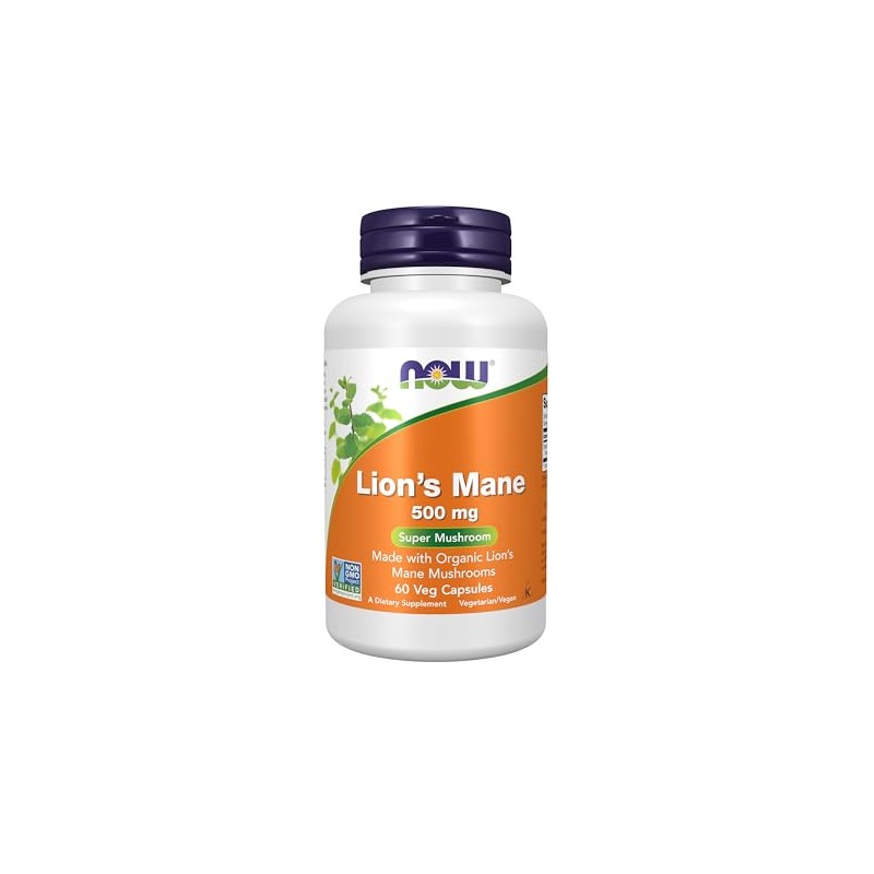 NOW Suplementos, melena de león 500 mg, súper hongo, hecho