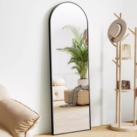 JHK 59" Arched Full Length Mirror Standing Leaning Alloy Frame Hanging Floor Mirror