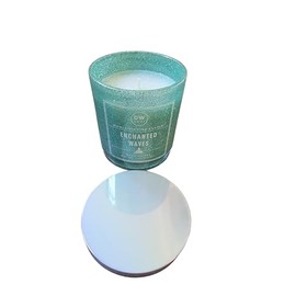 Generic Richly Scented Candle, Enchanted Waves, Single Wick, Tin Lid, Green Glitter Jar