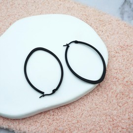 B-JSEA 4 Colors Stainless Steel Hoop Earrings Oval Hypoallergenic Earrings Big Nickle Free