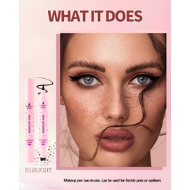 Freckle Eyeliner, 2in1 Dual Ended Faux Freckles Stamp and Liquid Eyeliner, Long Lasting Waterproof Quick Dry Fake Freckle Stamp Pen, for Natural Lifelike Sun-kissed Makeup Gift for Women Girl 01 Light