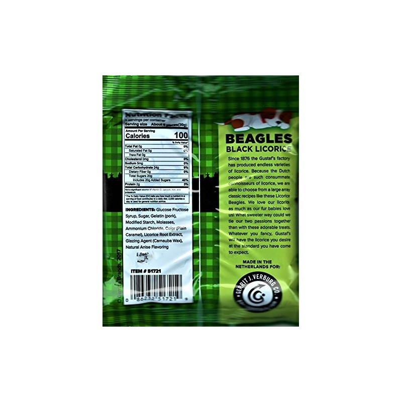Gustaf’s Dutch Licorice Beagles Gummy Candy, 5.29 oz bag