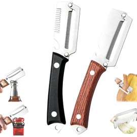 Pelador de verduras multifuncional con abrebotellas – 2 pcs, acero inoxidable