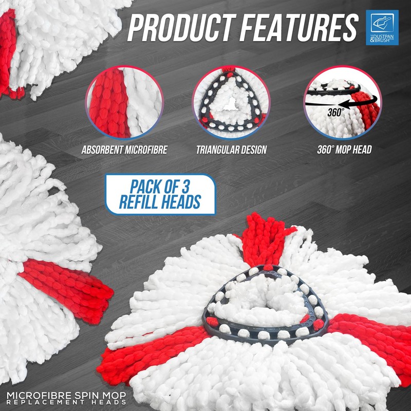 Spin Mop Heads - Compatible with Vileda Mop Head Replacement