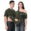Magnetic Buttons Post Shoulder Surgery Recovery Shirt for Men V-Neck