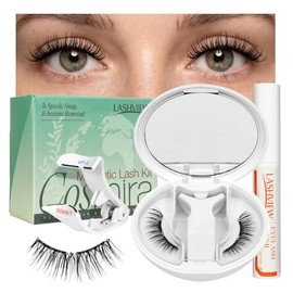 LASHVIEW Pestañas magnéticas suaves mejoradas con aplicador, reutilizables, de aspecto natural, sin pegamento, cómodas y prácticas, en una caja portátil todo en uno (RCY24)
