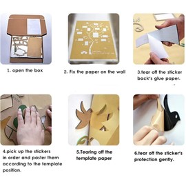 3D Wall Stickers - DIY Tree & Birds Wall Decals Family Couple Tree Stickers Murals Wall Decor for Living Room Bedroom TV Background Home Decorations (Gold Left, XL-158x79in)