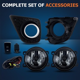 Fog Lights Assembly Compatible with 2013 2014 2015 Honda Accord Coupe, Front Bumper Driving Fog Lamp Kits, Driver & Passenger Side, IP67 Waterproof & Plug-And-Play