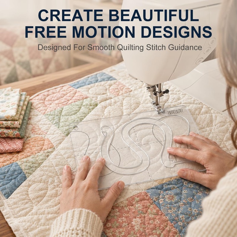 3Pcs Free Motion Quilting Templates, Acrylic Quilting Rulers for Industrial