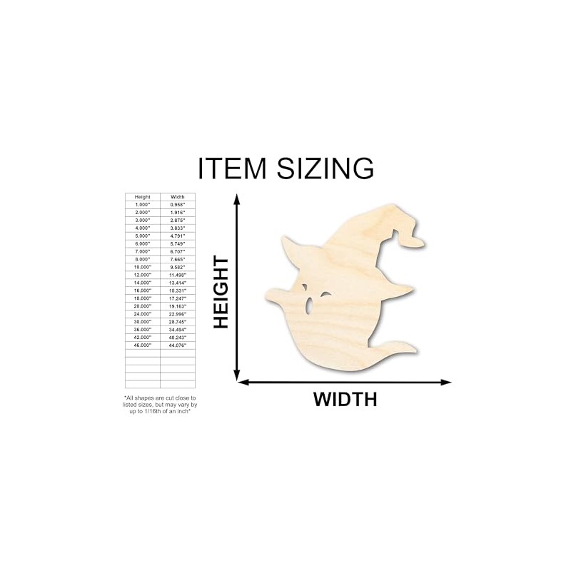 Unfinished Wood Witch Ghost Shape Craft up to 46" 5"