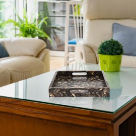 Handicrafts Home Handmade Discovery Fantazia Pattern Inspired Decorative Tray - 11x17 Ottoman Tray, Multipurpose Resin Inlay Centerpiece Tray for Living Room Dining Entertaining and Display