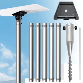 Starlink Gen 3 Pole Mount Kit, Ybervont 9Ft Starlink Ground Pole Mount Gen 3, Features 1.5'' Diameter Stainless Steel Pole with No-Dig Spiral Ground Anchor, Starlink Mounting Kit Gen 3 Pipe Adapter
