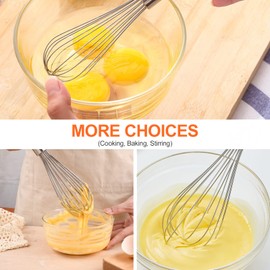 Newaner Whisk Set Stainless Steel, Whisk Set of 3 Includes 21 cm, 26 cm, 29 cm for Mixing, Stirring Dough, Eggs, Frothing, Beating, High Quality Whisk for Living Room, Kitchen, Dining Room, Silver