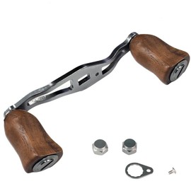 VISPREA Reel Parts Bait Reel Handle 85mm Crank Aluminum Alloy Shimano Daiwa Abu Garcia Custom Parts Replacement Wood Knob YU217 (Silver)