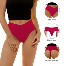 DEANGELMON Women Seamless Thongs No Show Thong Underwear Workout Panties High Waist Tanga Multiple Pack (4P13,M)