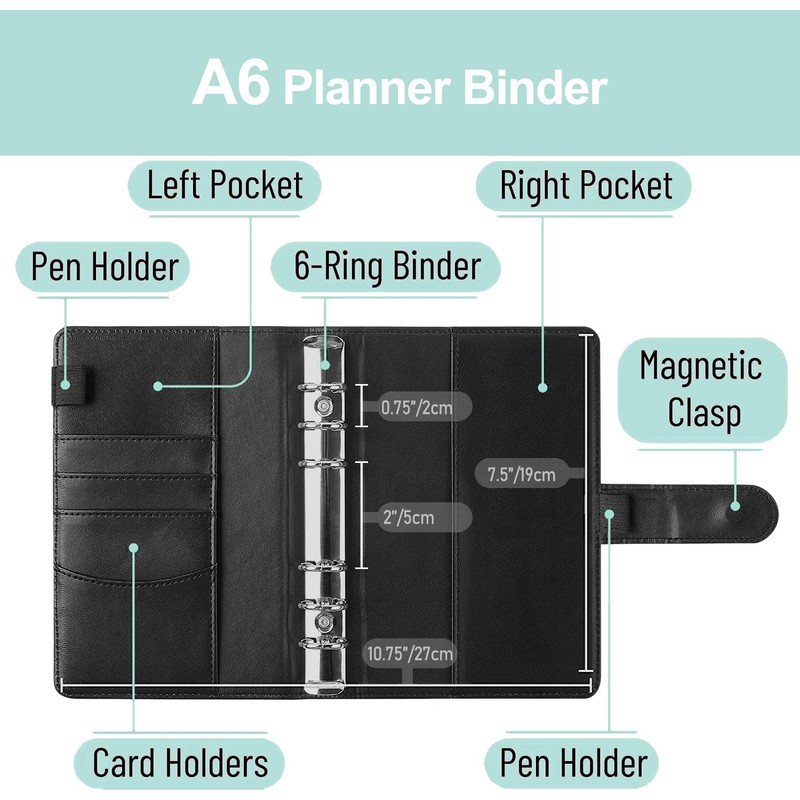 PU Leather Personal Notebook Planner with 80 Pages Loose-Leaf Papers