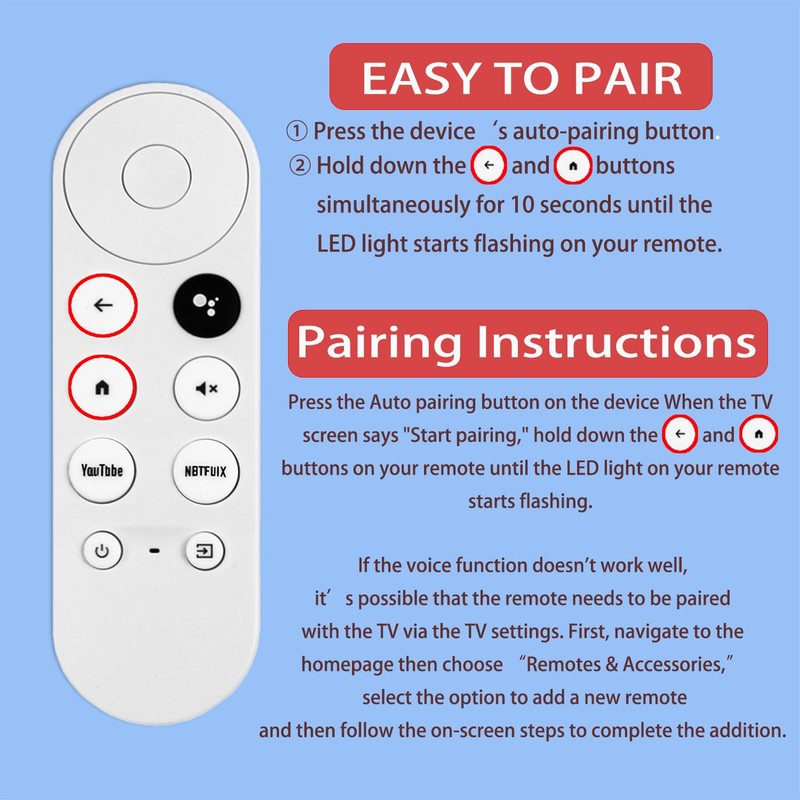 G9N9N New Replacement Voice Remote Control Compatible with Google Chromecast