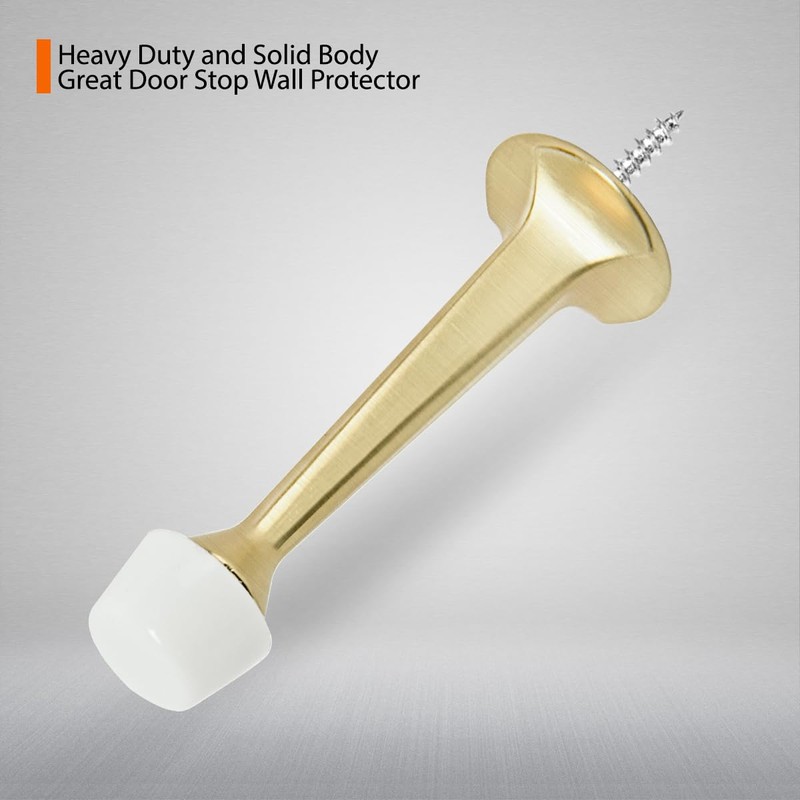 KOVOSCH 6 Pack Gold Solid Rigid Door Stops - Heavy