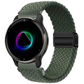Issinlky Nylon Braided band - 20mm Elastic Strap for Garmin Venu 2 Plus/Vivoactive 5/Venu Sq/Sq Music/Vivomove HR/Forerunner 55 245 645
