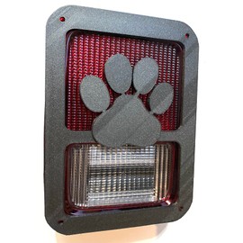Dog Paw Print in 3D - Black for Jeep Wrangler JK/JKU Rear Tail Light Covers (07-18) Love Outdoors Warrior Spartan Fighter