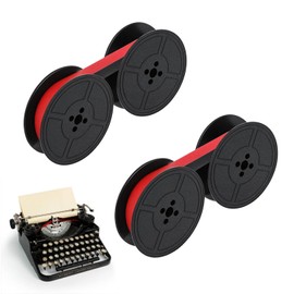 AUCANNIO 2 Pairs Universal Typewriter Ribbon, 1/2 Inch Wide Black and Red Ink Ribbon, Replacement Ink Spool Ribbon Twin Spool Will Fit Most Old Typewriters, Reliable, Long-Lasting Performance Ribbons