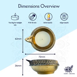Handcrafted Brass Diya - Traditional Oil Lamp for Diwali, Pooja, Festivals & Home Decor | Perfect Gift for Special Occasions (Extra Large - 72mm, 2)