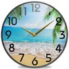 Naanle 3D Beautiful Summer Beach Ocean Palm Trees Print Round Wall Clock, 9.5 Inch Silent Battery Operated Quartz Analog Quiet Desk Clock for Home,Office,School,Library