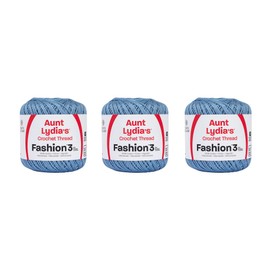 Aunt Lydia Fashion Warm Blue Crochet - 3 Pack of 150y/137m - Cotton - Gauge 3 - Crochet