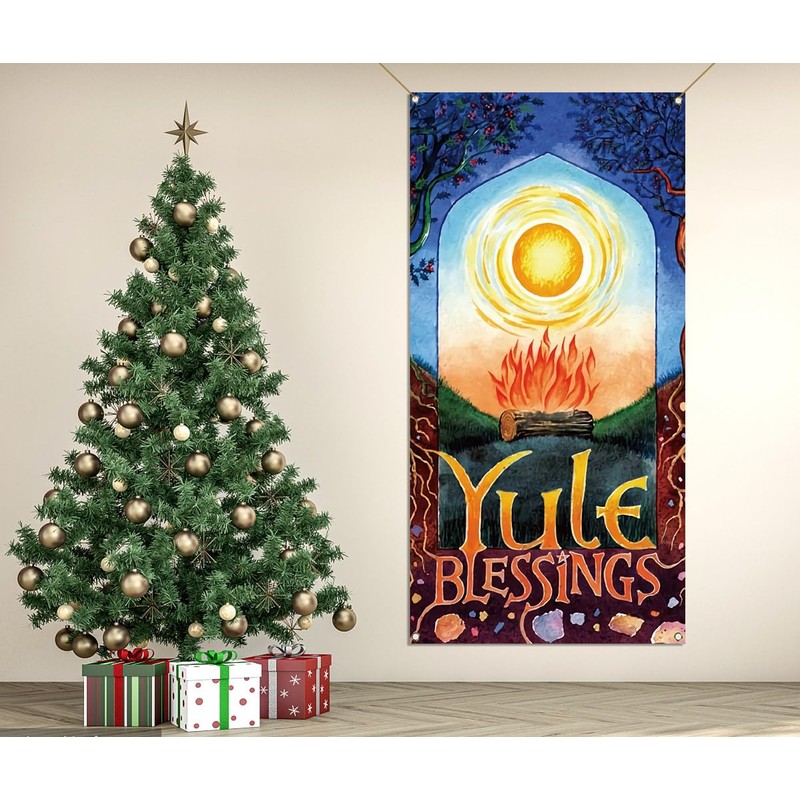 Yule Door Cover Christmas Pagan Winter Solstice Yuletide Holiday Season