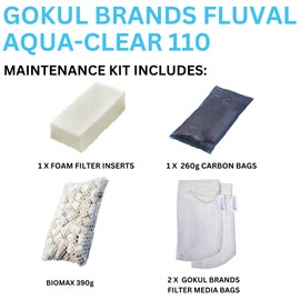 Gokul Brands AquaClear 110 HOB Maintenance & Replacement Filter Media Kit, Including Gokul Brands Mesh Bags(AquaClear Activated Carbon, BioMax Media, 110 Foam Insert)