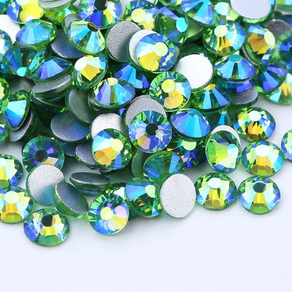Special Effect Rhinestones Crystal Round Flat Back 2mm 3mm 4mm 5mm ss12 ss16 ss20 ss30 DIY Art Glass Color AB (Light Green AB, ss12 (3.0mm) 1440 pcs)