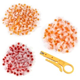 AEDIKO 200pcs Wire Connectors Assortment Kit 100pcs UY / K1, 50pcs UY2 / K2, 50pcs UR / K3 Wire Butt Splice with Crimping Pliers