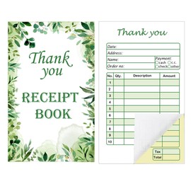 Thank You Receipt Book for Small Business 3.5x5.5 inch Receipt Book Order Forms Pad 2 Part Carbonless 50 Sets Sales Receipt Form, Order Invoice Book Invoice for Office Business Supplies