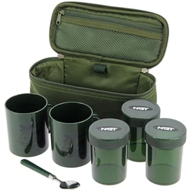 NGT Bank Side Brew KIT 2 Cups 3 POTS Tea Spoon CASE CARP Fishing Tackle Camping