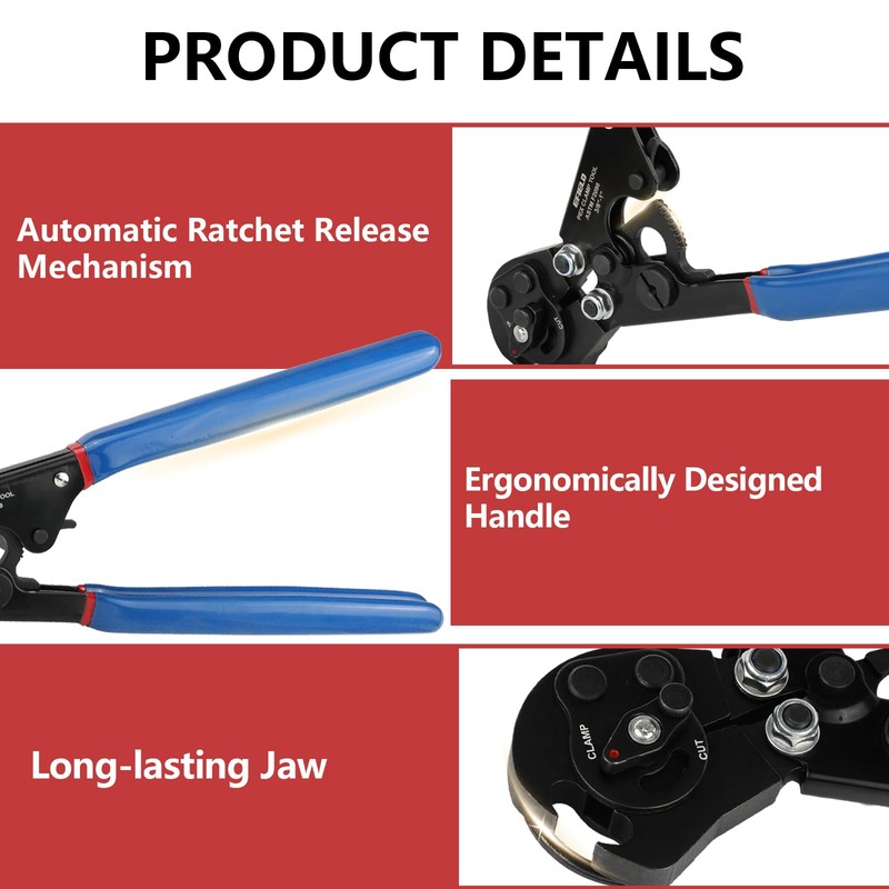EFIELD 2-in-1 Pex Ratchet Cinch Crimping Tool with Removing Function