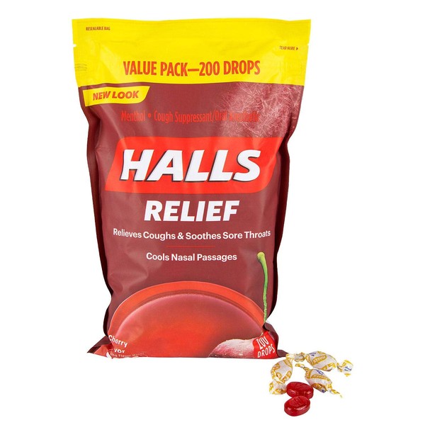 Halls Triple Soothing Action, Cherry, 200 Drops
