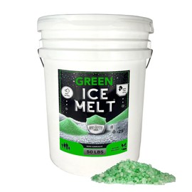 Home and Country USA Green Ice Melt Effective to -25°F, Eco-Friendly De-Icer, Optimal Granule Size for Quick Melting, Ideal for Driveways, Walkways, and Entryways 50 lb Pail