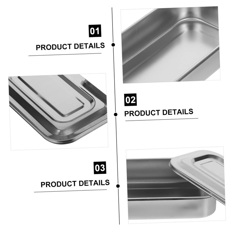 JECOMPRIS Stainless Steel Tray with Lid Medical Instrument Tray