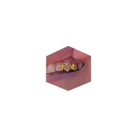 Gold Teeth Grillz for Women Grills for Your Teeth Men Gold Tooth Cap Grillz for Women Golden Tooth Jewelry Cross Heart Mouth Grills Men Hip Hop Outfits Custom Accessory Halloween Party