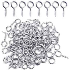 DEVENTORZ Screw Heaton Screw Hole Pin, Screw Eye Pin, Eye Hook Screw, Screw, UV Resin, Mold, Approximately 100 Pieces, 0.2 x 0.3 inches (4 x 8 mm), Set Hardware, DIY Materials, Craft Supplies, Metal