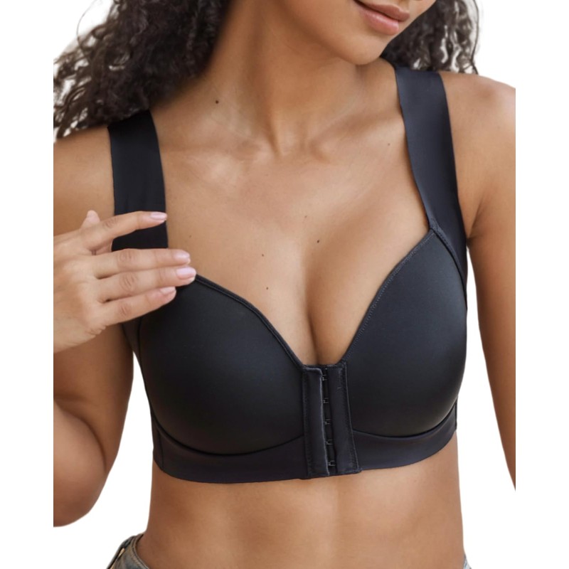 Women's Front Closure Bras Posture Full Coverage No Underwire Unlined