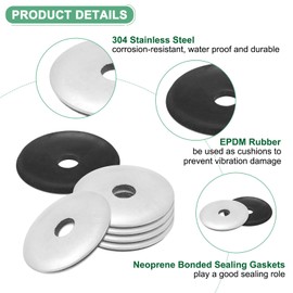 M METERXITY 50-Pack EPDM Bonded Sealing Rubber Washers, 304 Stainless Steel 1/4" x 1-3/16"OD Neoprene Rubber Washers Gasket for Bolts/Screws/Machinery/Ships/Roof